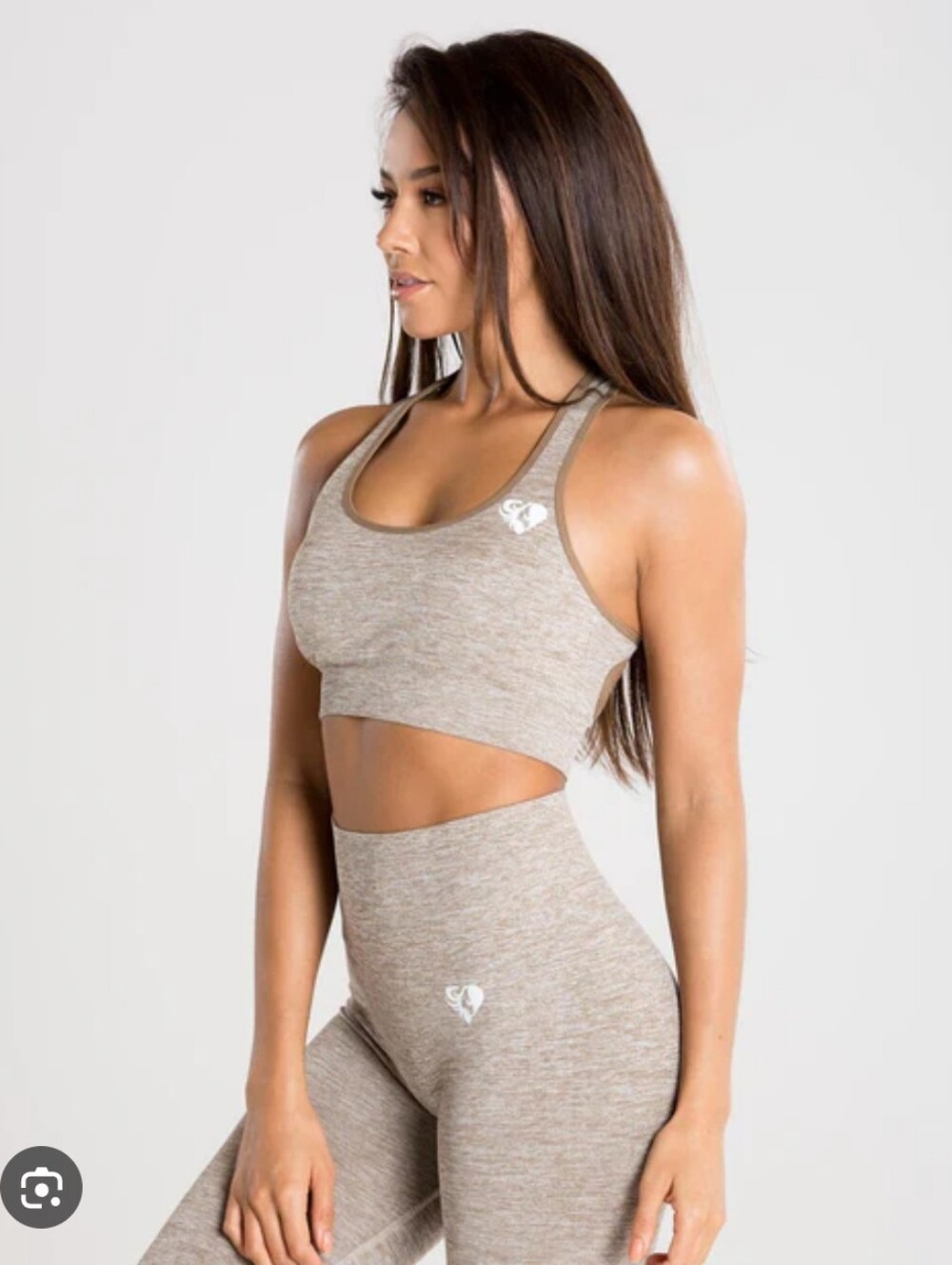 Womens Best Move Seanless Sports Bra- Brown Grey Marl- M